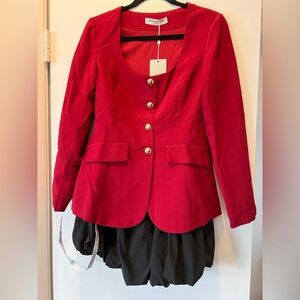 NWT Amanda Uprichard Kya Romper with Long Sleeve Bubble Skirt, Size Small